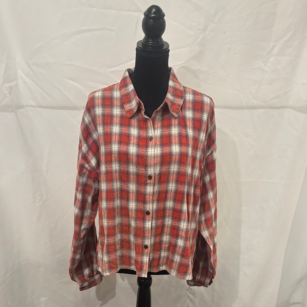 NWT Chelsea & Violet Red Plaid Button Down Shirt